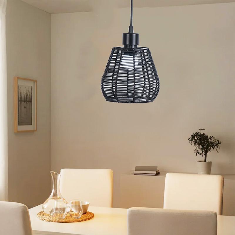 Retro Weave Lampshade Imitation Vine Paper Rope Lamp Cover Hanging Chandelier Lamp Shade Light Fixture Accessories Home Decor