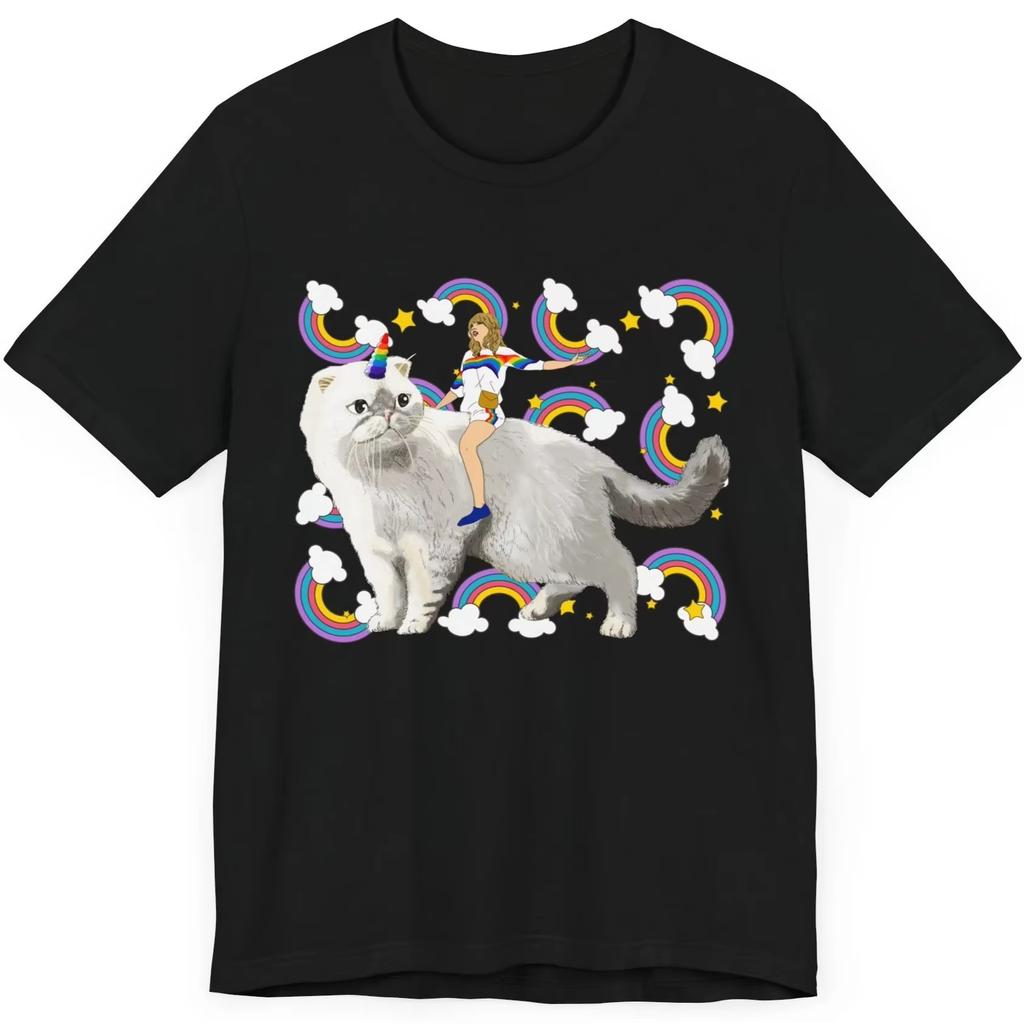 Taylor Caticorn Creativity Graphics Cotton Shirt Unisex Y2k Hiphop Style 2026 Summer Mens Oneck Short Sleeve Tshirt Fan Gift