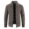 Autumn and Winter Men's Plus Velvet Stand-up Collar Cardigan Sweater Fashion Warm Sweater Jacket Top Men
