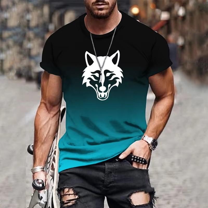 

Летняя мужская футболка с рисунком животных 3D, мужская градиентная футболка с круглым вырезом, модная уличная одежда, повседневные топы с коротким рукавом, свободные футболки, одежда 6XL