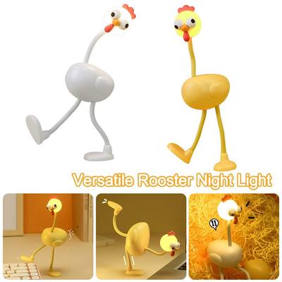 Cute Rooster Shape Night Light Three-speed Lighting Soft Light Table Lamp DIY USB Bedside Lamp Kids Birthday Gift