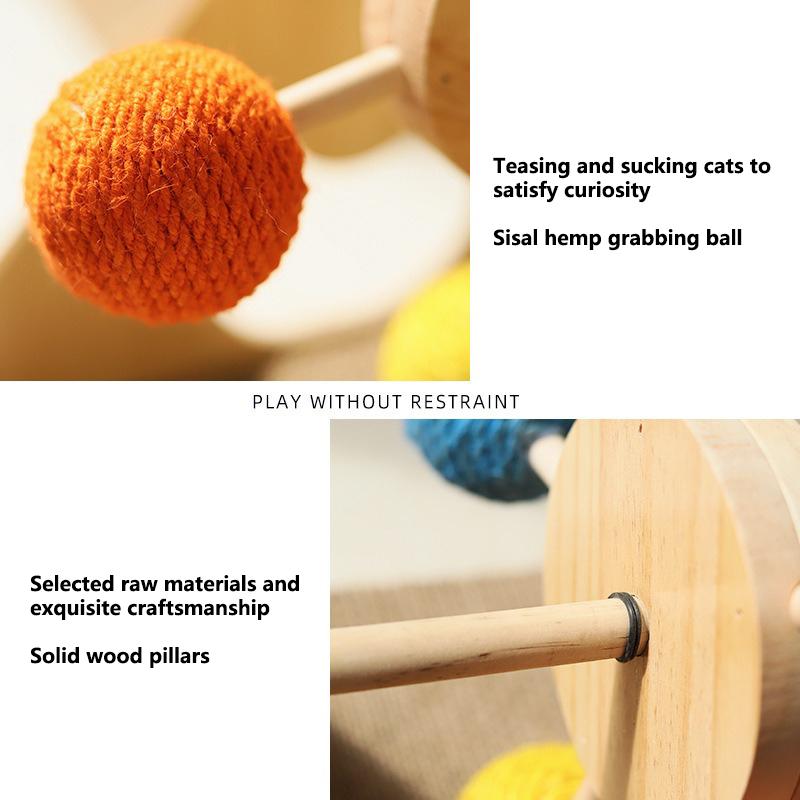 Solid Wood Turntable Cat Toys Scratching Board Sisal Teasing Cat Self High Toy Does Not Fall Off The Chip Wear Claw Pet Supplies