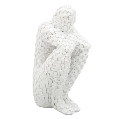 Abstract Mosaic Sculpture White Resin Eco Friendly Bookend Function Thinker Mosaic Statue for