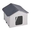 Heated Cat House Foldable Kitty Shelter with Heated Pad Gray Middle