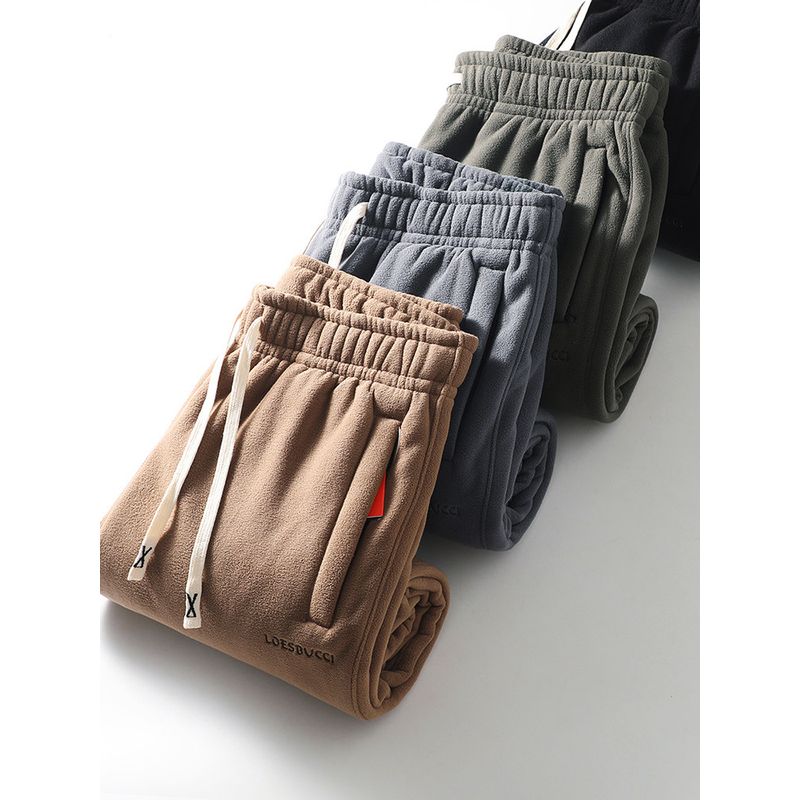 Men's Fleece Pants Winter Thickened Warm Long Pants Lamb Fleece Sweatpants Export Men's Sports Casual Pants