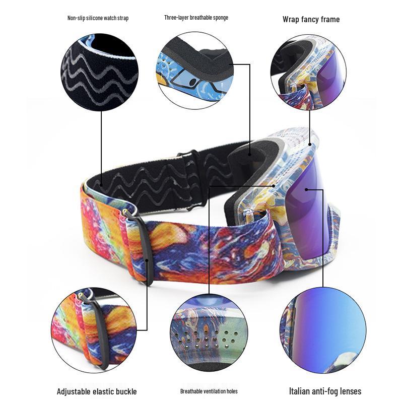 Unisex Anti-Fog HD Spherical Ski Goggles for Kids - Glasses Compatible