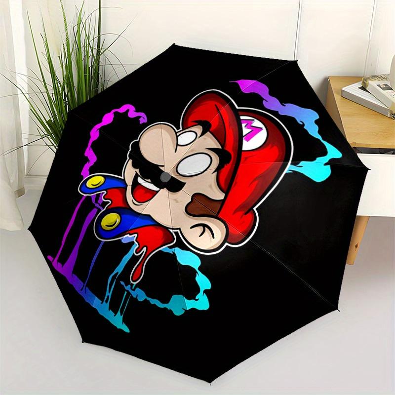1pc Mario Automatic Open/close Folding Portable Umbrella with 8-Rib Structure for Women/Men, All-Season Use a0901055