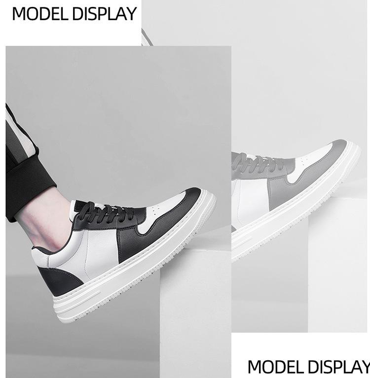 Men's 8cm Invisible Height Increasing Shoes - Breathable White Outdoor Sports & Casual Sneakers