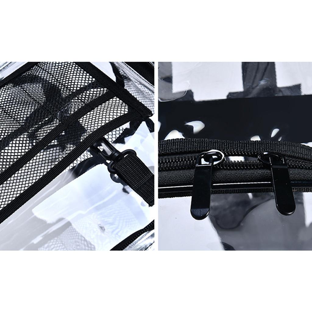 See Through Clear PVC Backpack Transparent Bookbag for Work Concert Security Travel 2 Mesh Side Pockets