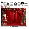 2D Christmas Red Curtain Backdrop Santa & Tree Party Photography Background