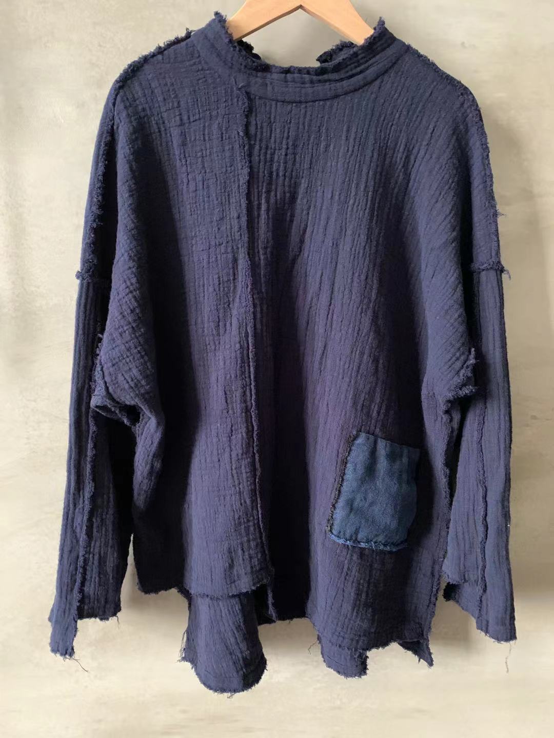 

Футболка Johnature Women Winter Niche Vintage Splice, однотонная футболка с длинными рукавами One Size синий