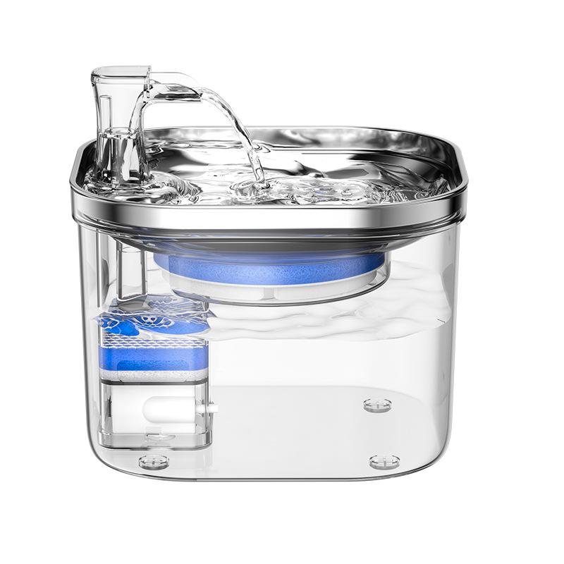 Fontanna Smart ze Stali Nierdzewnej dla Kotów i Małych Psów - Automatyczna, Konstrukcja z Cyrkulującym Przepływem