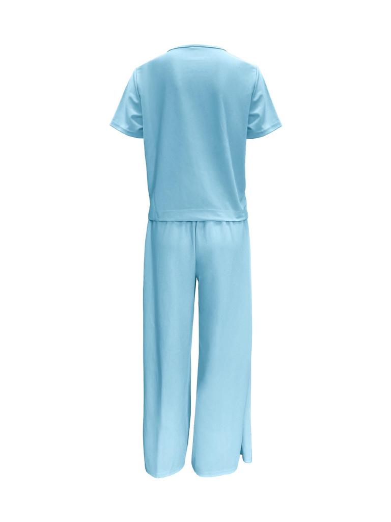 Plus Size Casual Short Sleeve Sportswear Set - Spring/Summer Fashion