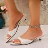 Fashion Sexy Glitter Strap Slip on Sandals Women 2025 New Summer Fashion Pointed Toe Slippers Comfortable Medium Heels Slides Size