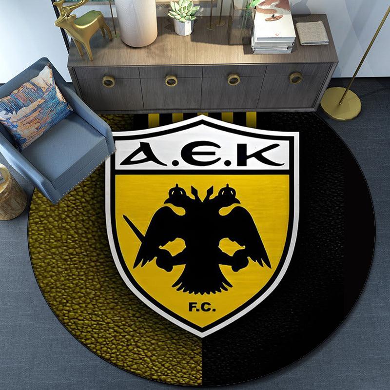 Aek Football Crest Round Rug for Livingroom,Bedroom, Palyroom, Chair Rug, Area Rug, Circle Carpet, Fan Christmas Gift