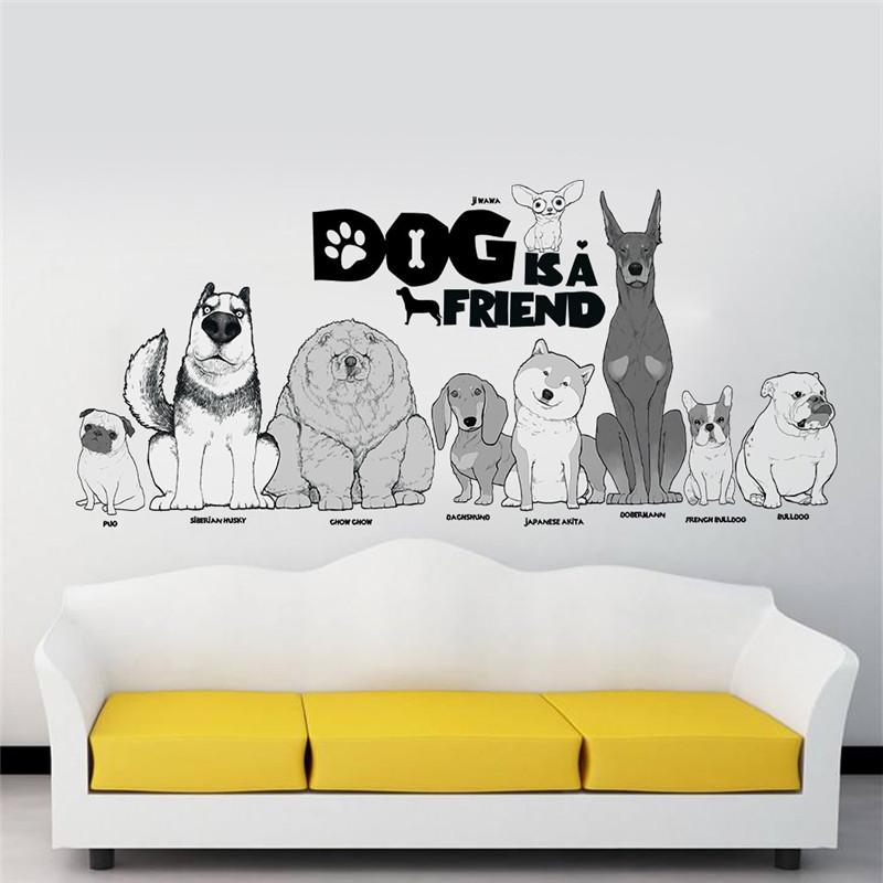 Lovely Dog Is A Friend Wall Stickers Home Decor Animal Wall Decals Diy Mural Art
