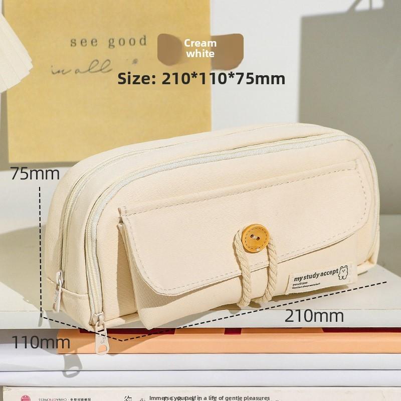 Canvas Pencil Case For Girls With Large Capacity And Simple Design For School And Stationery Storage