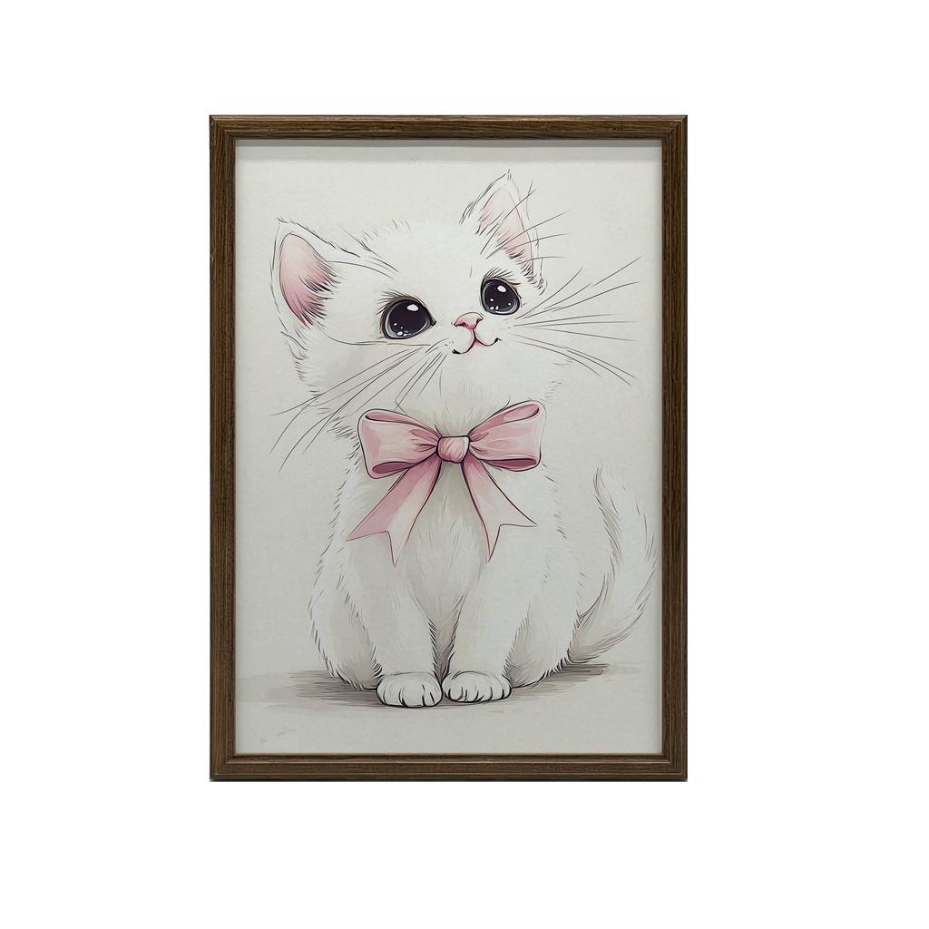 Plakat Urocza Kotek Z Różową Kokardką Plakat Urocza Kotek Z Różową Kokardką, 40X50 Cm, Bez Ramy, Papier Matowy 230 Gsm