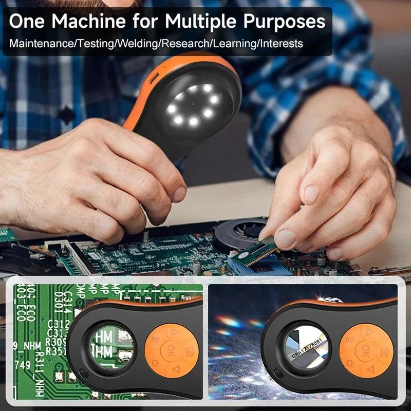 2.0'' IPS Digital Magnifier HD 1080P 500X Portable Microscope Handheld Mignifying Glass for Electronics Repair Check Jewelry