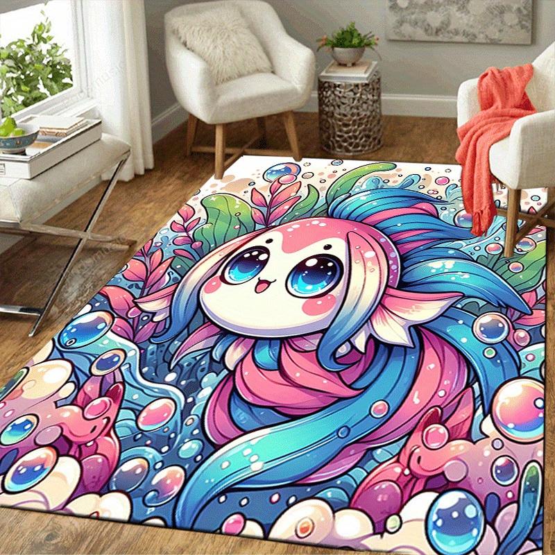 1pc Cute little goldfish Print, Design Indoor Area Rug, Soft, Anti-Slip, and Durable Gaming Room Decor for Bedroom, Living Room, and Exercis