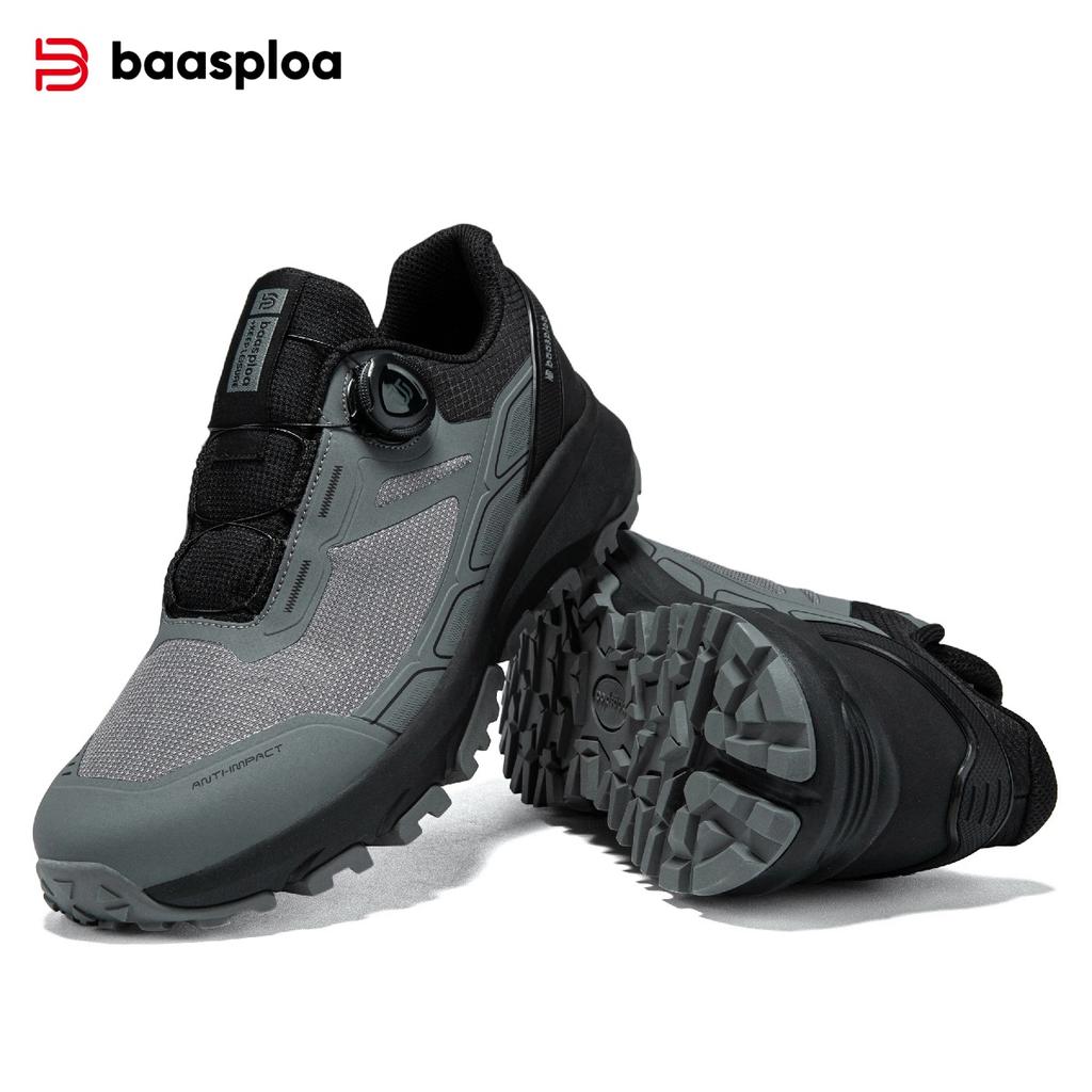 BAASPLOA Ghete de drumeție pentru bărbați, pantofi de drumeție pentru bărbați, cataramă rotativă, ușori, antiderapanți, marcă de exterior pentru bărbați, pantofi pentru bărbați, iarnă, îmbunătățire, îngroșați