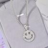 Full Diamond Smiley Necklace Trendy Hip Hop Unisex Long Sweater Chain
