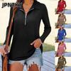 JPNTKY Women's Fashion Casual Solid Color Print Long Sleeve V Neck Blouses & Shirts
