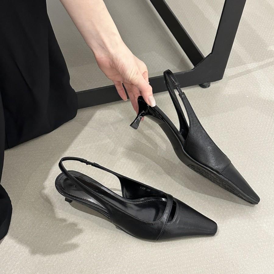 Patent Leather High Heels Niche Design Sense 2025 New French Retro Thin Heel Square Head Bag Head Sandals