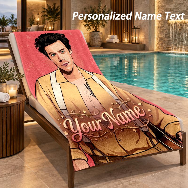 Asciugamano da Spiaggia Personalizzato con Nome Harry Styles Asciugamano Morbido Grande per Bagno Interno Spiaggia Esterna