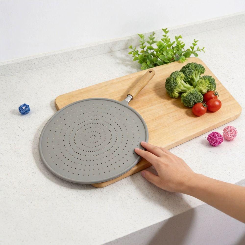 Splash-proof Silicone Splatter Screen with Handle Oil Splatter Guard Kitchen Gadgets