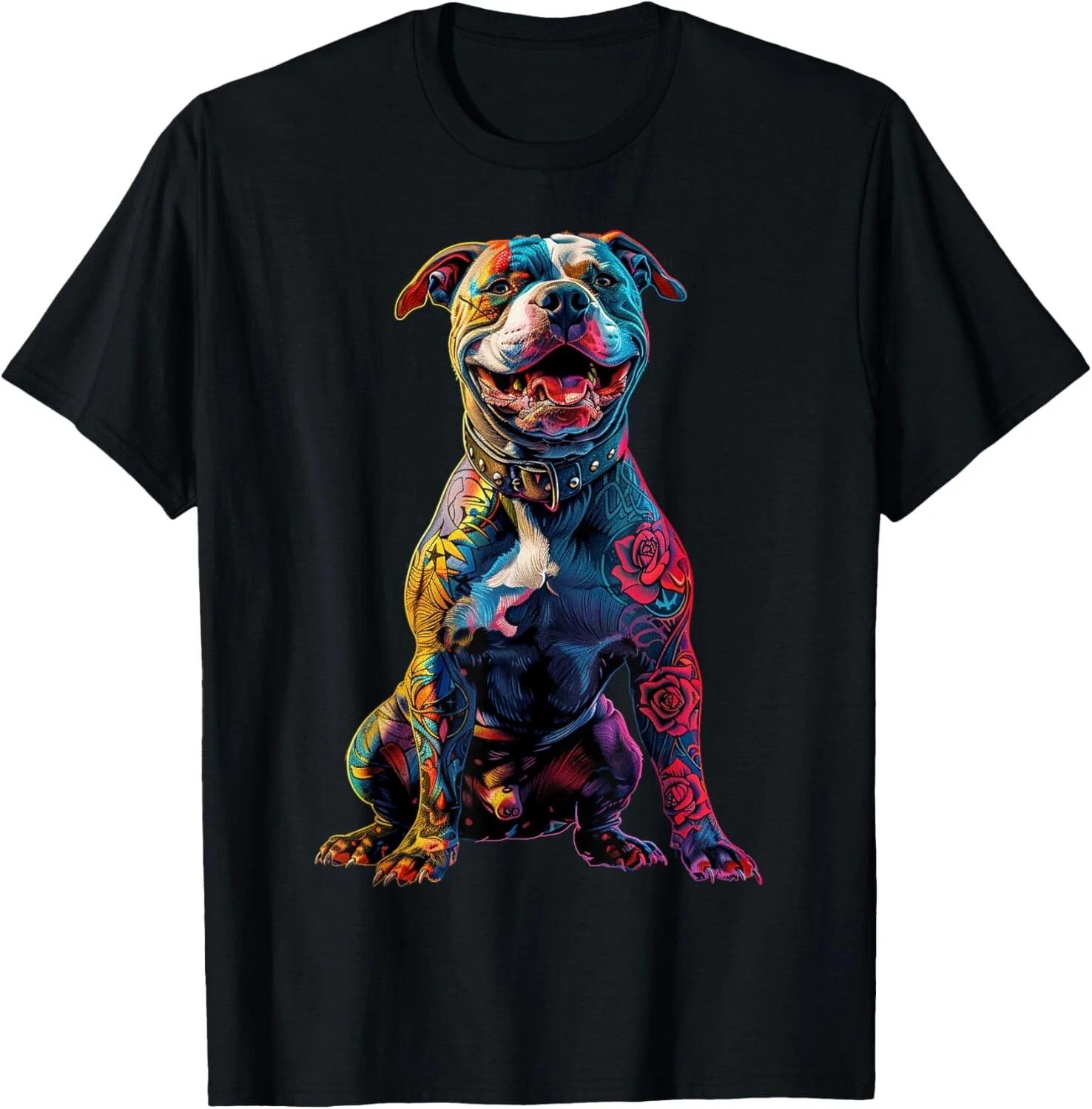 

Dog tattoos Pitbull tattooed colorful Funny Tattoo Funny Gift Unisex T-Shirt XL