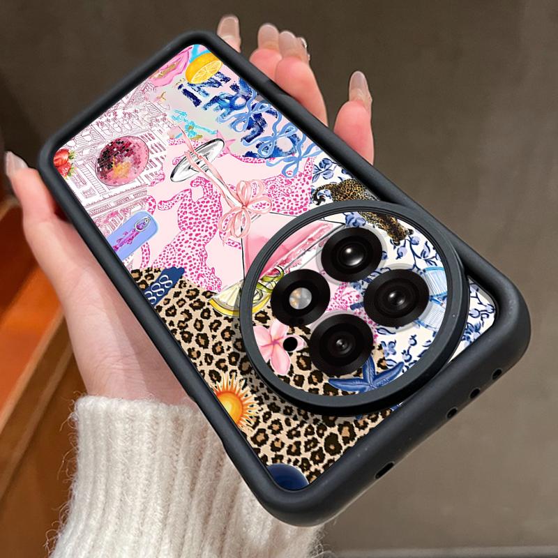 For OnePlus 13 Case Pink Goblet Bowknots Disco Ball Pattern Shockproof Bumper Silicone Cover For OnePlus 15 Nord 5 13R 13T 12R 12 11R 5G