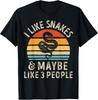 I Like Snakes and Maybe 3 People Snake Reptile Lover Retro T-Shirt