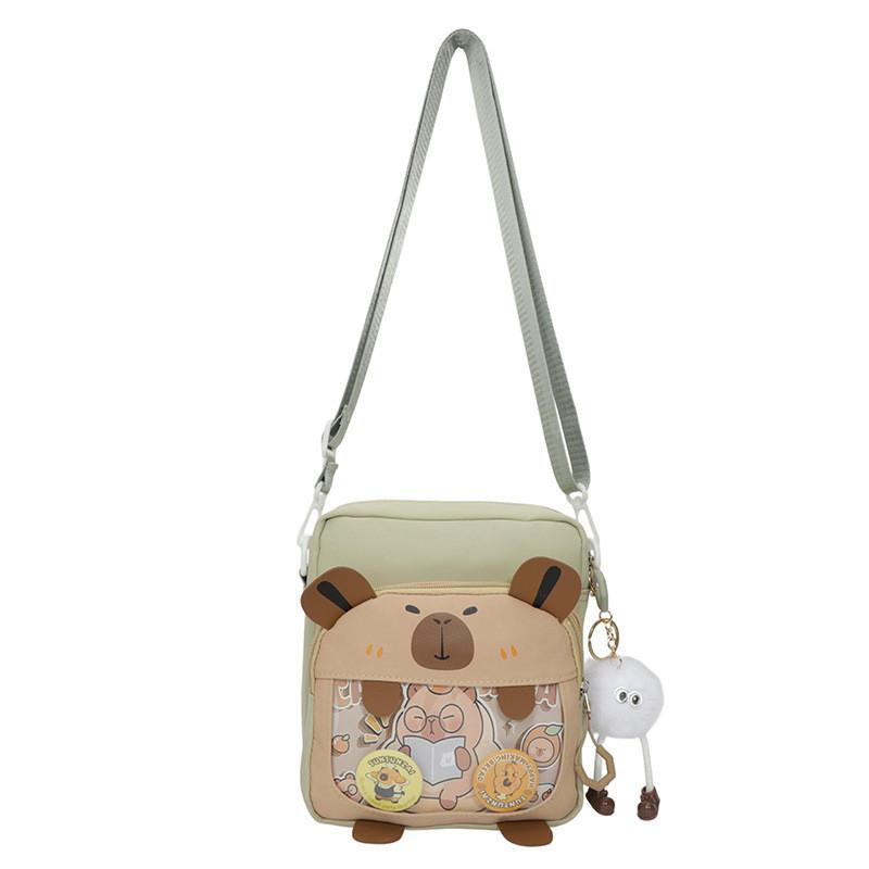 Capybara Cute Mini Nylon Crossbody Bag With Zipper Pocket For Daily Use