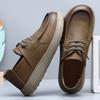 Fashion 2025 Autumn New Low Top Loafers for Men Solid Color Lace Fashion Casual Leather Shoes Male Retro Soft Sole Designer Shoes Man