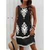 Abito estivo casual senza maniche stampato da donna, outfit da vacanza e da spiaggia, abiti bohémien, abbigliamento estivo Y2k da donna
