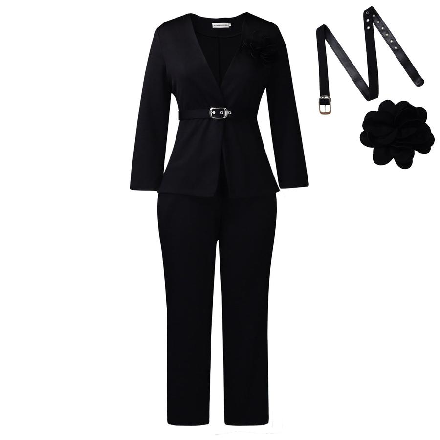 

Women s Autumn Winter New Style Solid Color Fashion Suit Pants Set African Outfit XXXL чорний