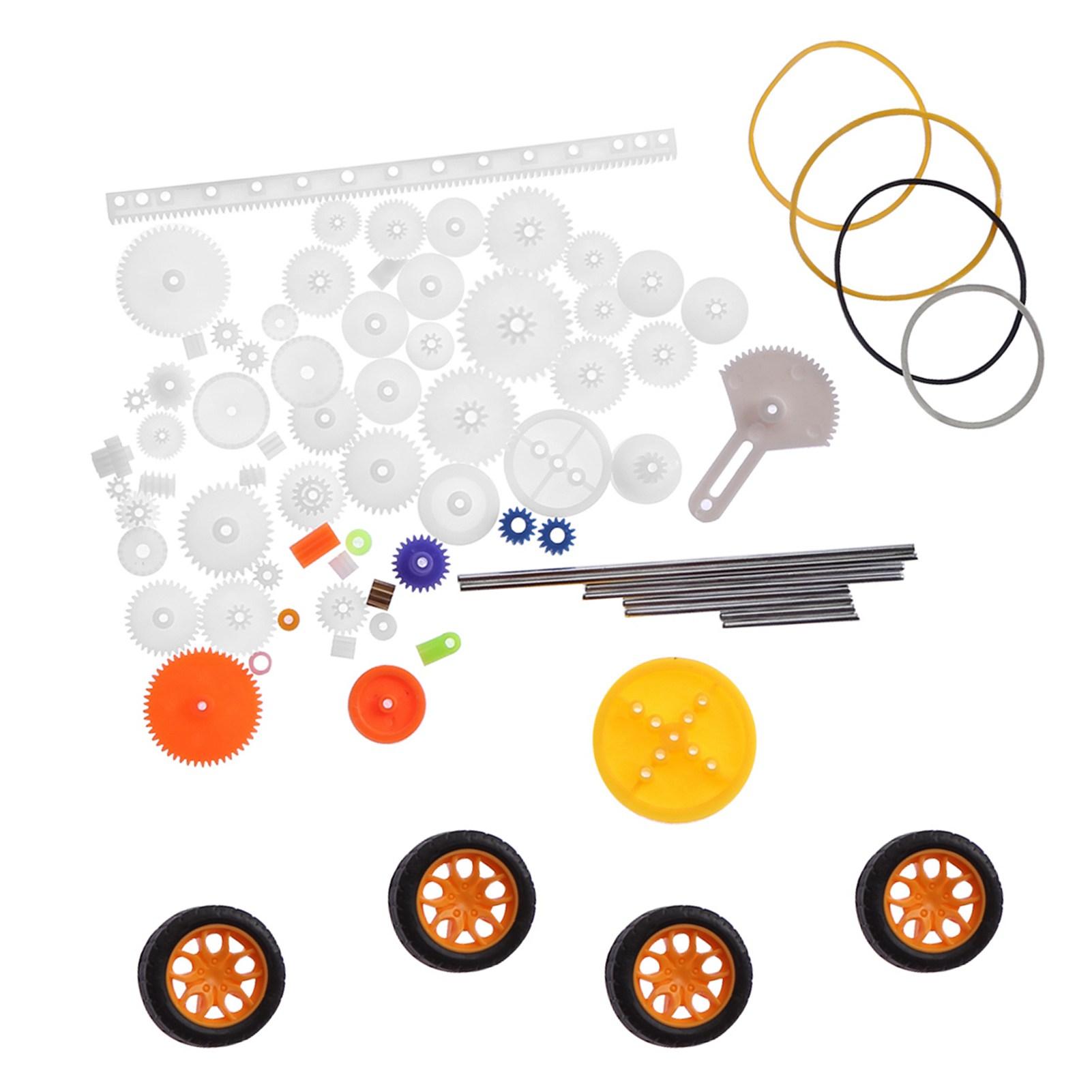 

78 шт. Пластиковые шестерни, шкивы, ремень, червячная рейка, наборы шестерен, вал, ремень, набор для самостоятельного изготовления, аксессуары