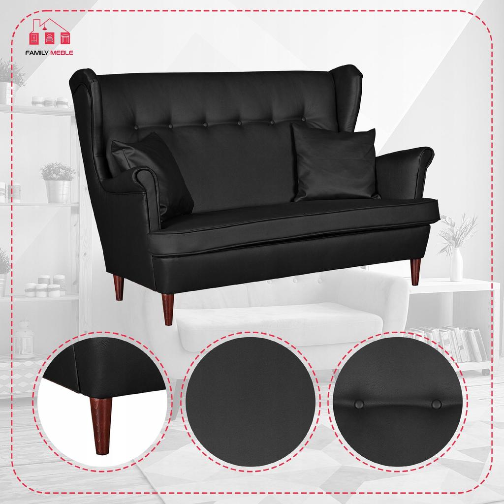 Lounge Set of Furniture Wingback Eco Leather Sofa Scandinavian Armchairs Family Meble