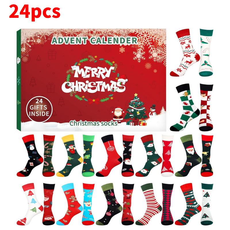 

Рождество 24 шт. Носок Адвент-календарь Слепой бокс Игрушка Набор носков с рисунком Рождество