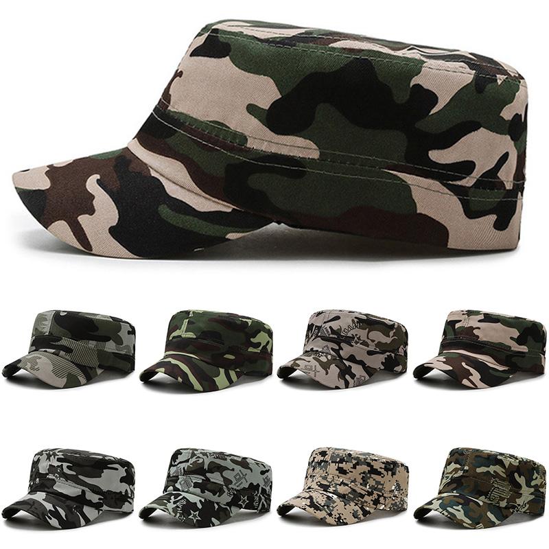 Camouflage Flat Cap Snapback Hat Adjustable Classic Fashion Soldier Sunshade Sun Hats Summer Hunting Hiking Outdoor Sun Caps