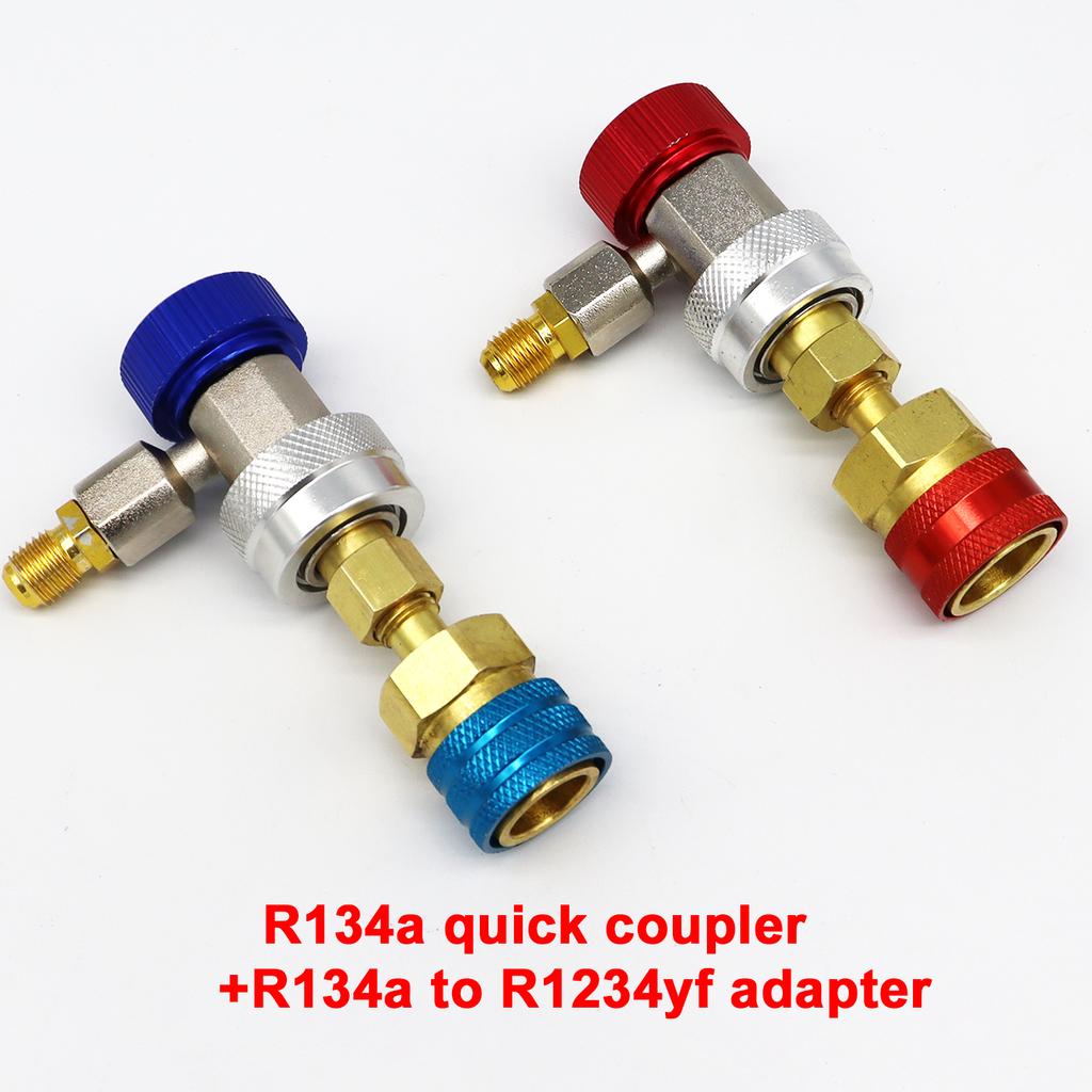 R1234yf To R134a Quick Coupler Adapter High Low Side Connector Conversion for R1234yf Refrigerant System Charging Hose Fitting
