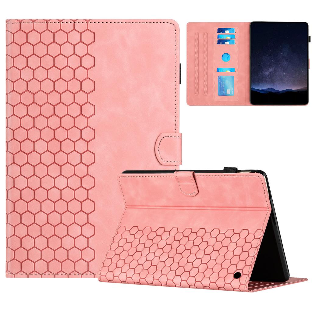 For Amazon Fire HD 10 (2021)/HD 10 Plus (2021) Case Honeycomb Printed Leather Tablet Cover with Card Slot