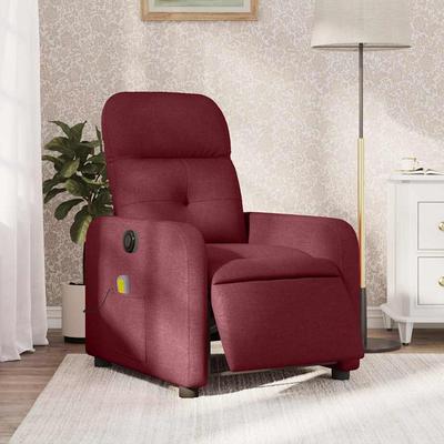 Vidaxl Reclining Massage Chair, Electric, Wine Red, Fabric