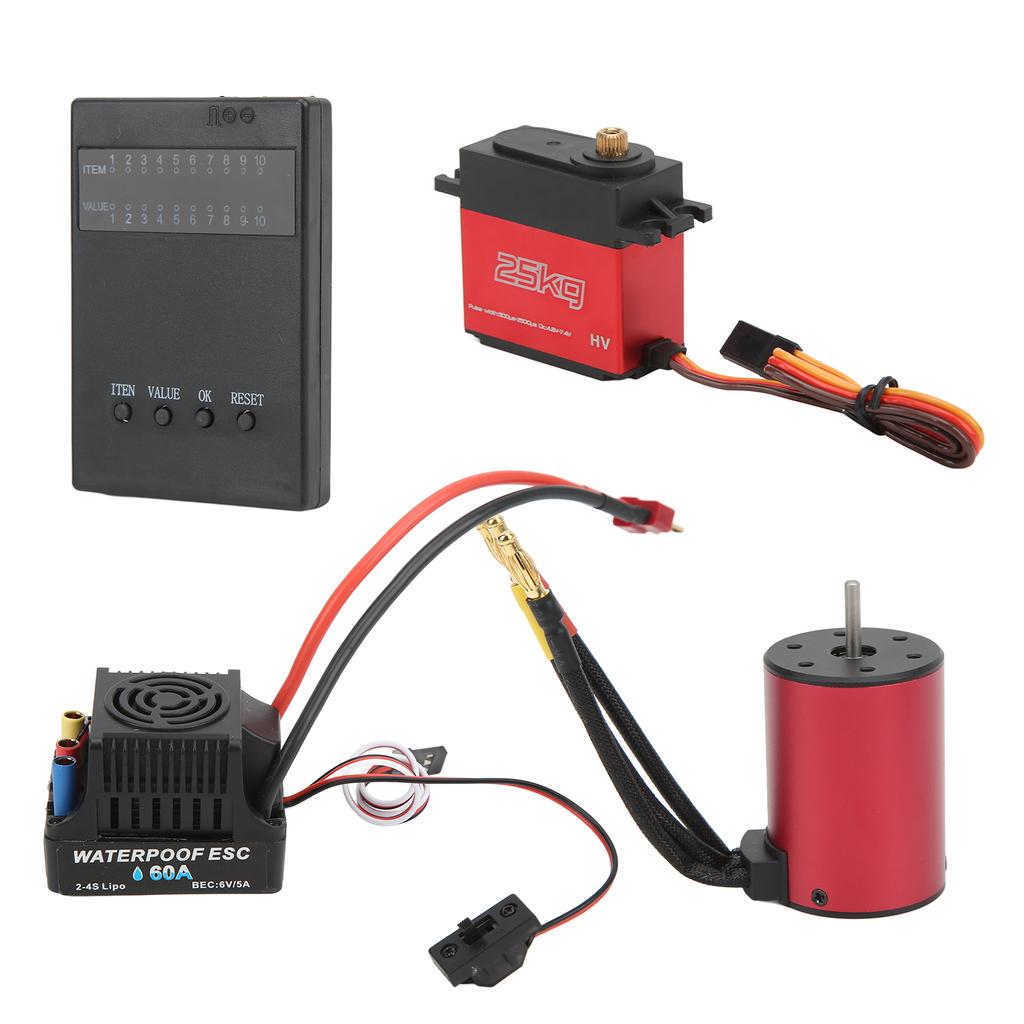 4300KV RC Brushless Motor 60A ESC Programming Card Kit Universal for 18 110 Remote Control Car