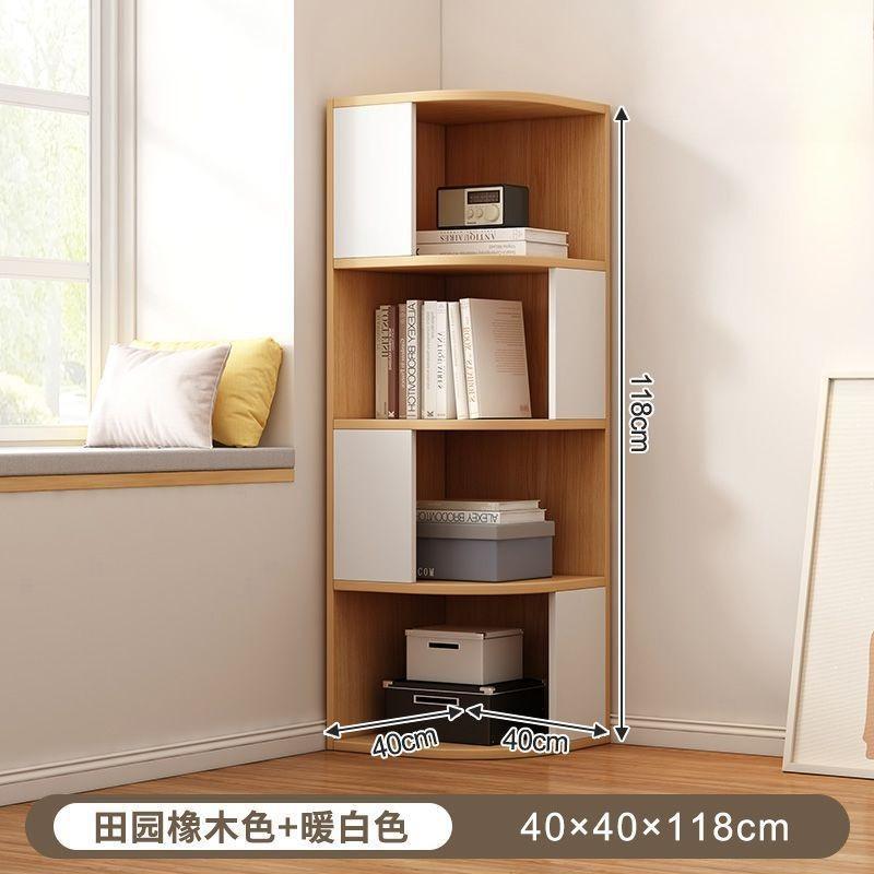 Corner Cabinet, Multi-layer Solid Wood Storage Rack for Living Room, Floor-standing or Wall-mounted Bookshelf for Corner Storage