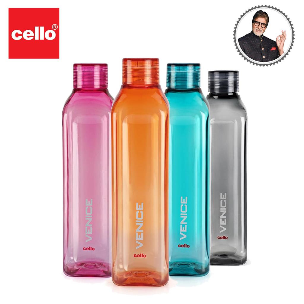 CELLO Unbreakable 1000ml Water Bottles Set Of 4 | Bpa-Free Leakproof Storage For Gym, Office & Travel | Sleek Space-Saving Design