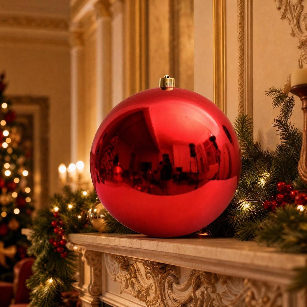 Glossy Tree Ornament with Gold Cap Easy to Hang Decoration Sturdy for Mantel