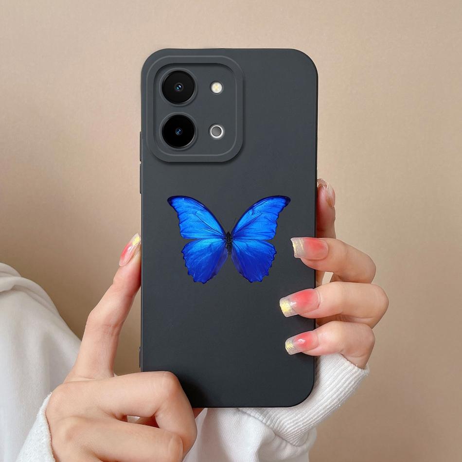 For Vivo Y28 Y28S Case Simple Butterfly High Quality Liquid Silicone Back Cover For Vivo Y 28 4G 5G Full Protection Phone Shell