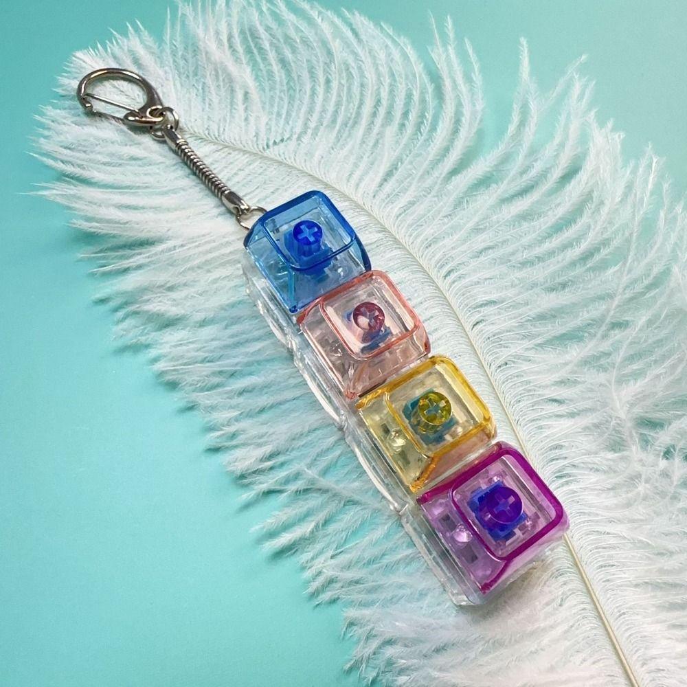Transparent Shaft Crystal Keycap Pendant Funny Mechanical Keyboard Keychain  Fingertip Gadget